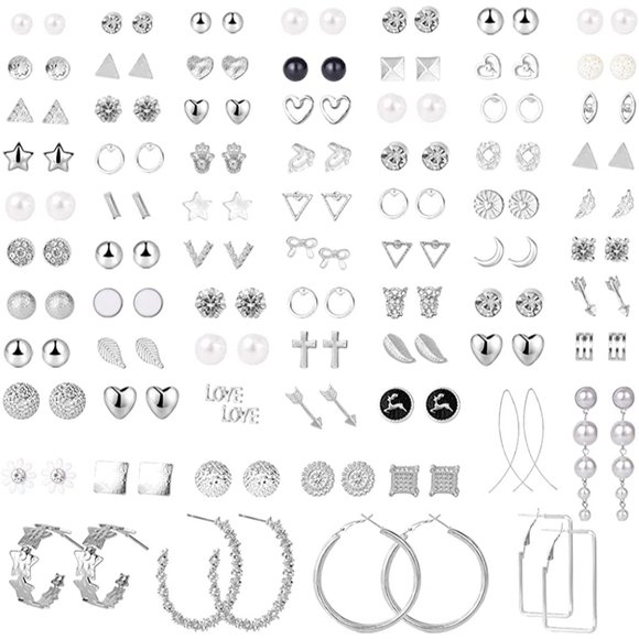 New 72 Pairs Earrings Set for Women Assorted Multiple Simple Stud Earrin… main image 4